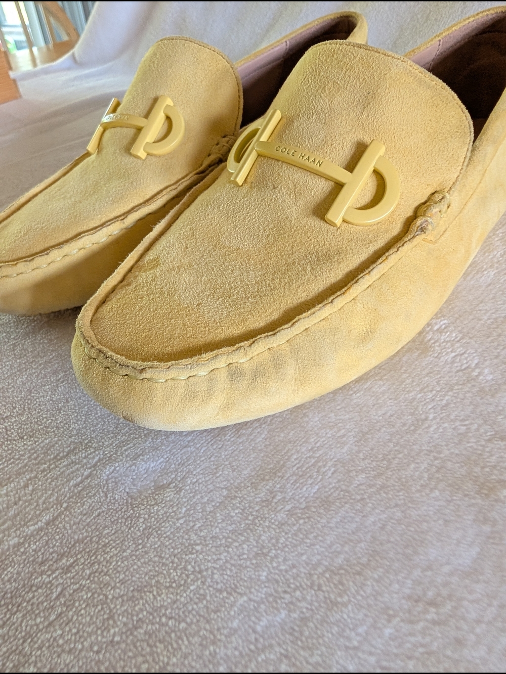 Cole Haan Women’s Yellow Suede Moccasin Loafers - Picture 5 of 10
